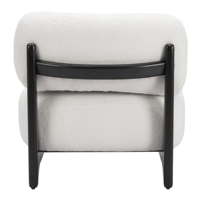30" White And Black Sherpa And Upholstered Side Chair