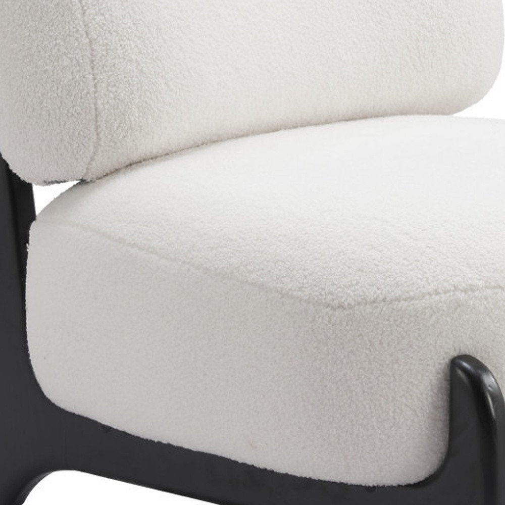 30" White And Black Sherpa And Upholstered Side Chair
