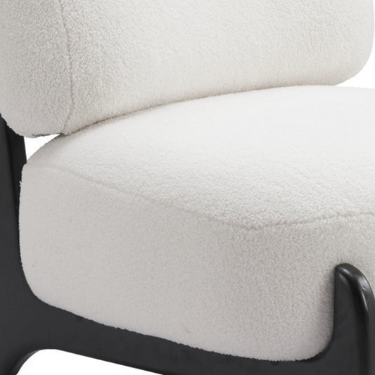 30" White And Black Sherpa And Upholstered Side Chair