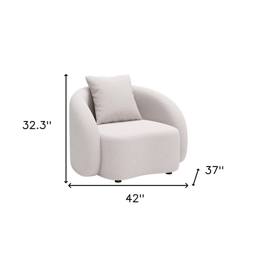 42" Beige Outdoor Accent Chair with Beige Cushions