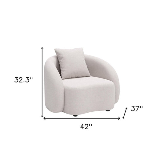 42" Beige Outdoor Accent Chair with Beige Cushions