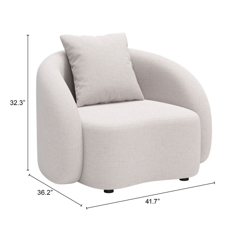 42" Beige Outdoor Accent Chair with Beige Cushions