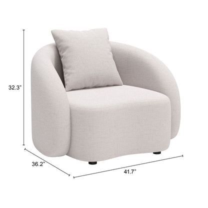 42" Beige Outdoor Accent Chair with Beige Cushions