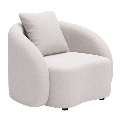 42" Beige Outdoor Accent Chair with Beige Cushions