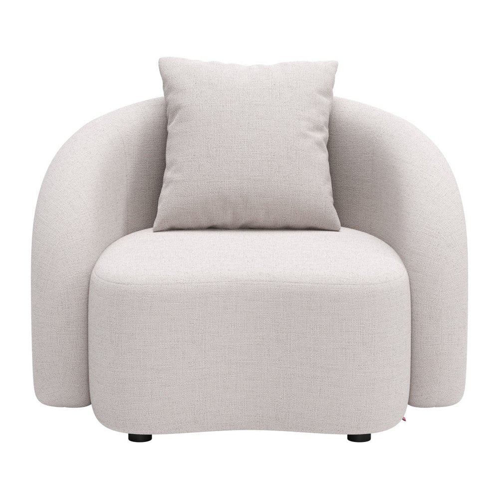42" Beige Outdoor Accent Chair with Beige Cushions