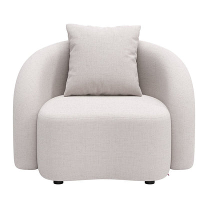 42" Beige Outdoor Accent Chair with Beige Cushions