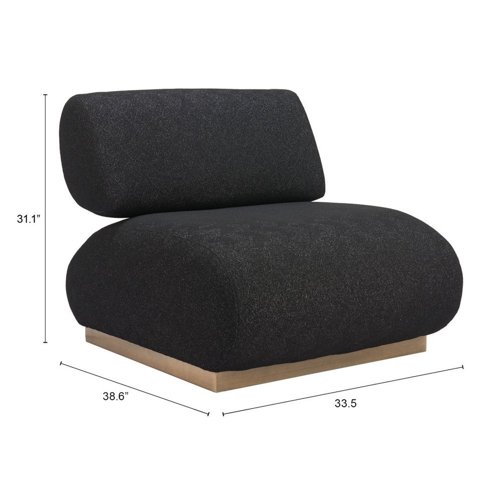 34" Black And Bronze Fabric And Upholstered Side Chair