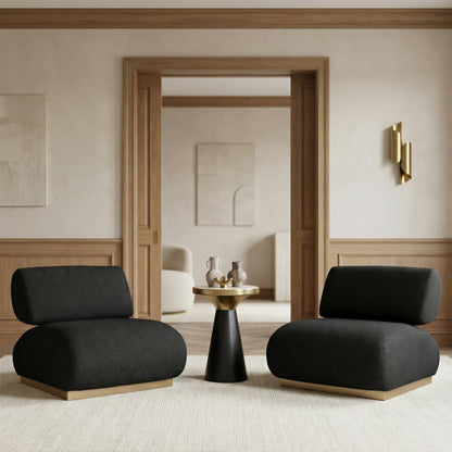 34" Black And Bronze Fabric And Upholstered Side Chair