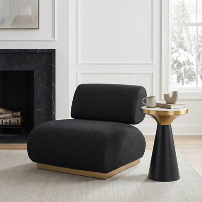 34" Black And Bronze Fabric And Upholstered Side Chair