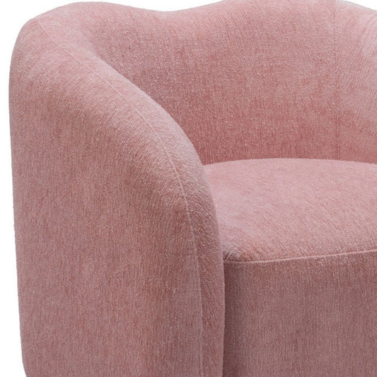36" Pink And Black Faux Shearling And Upholstered Arm Chair