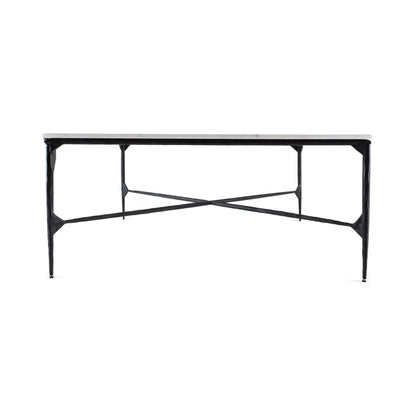 42" Black and White Genuine Marble And Iron Square Coffee Table