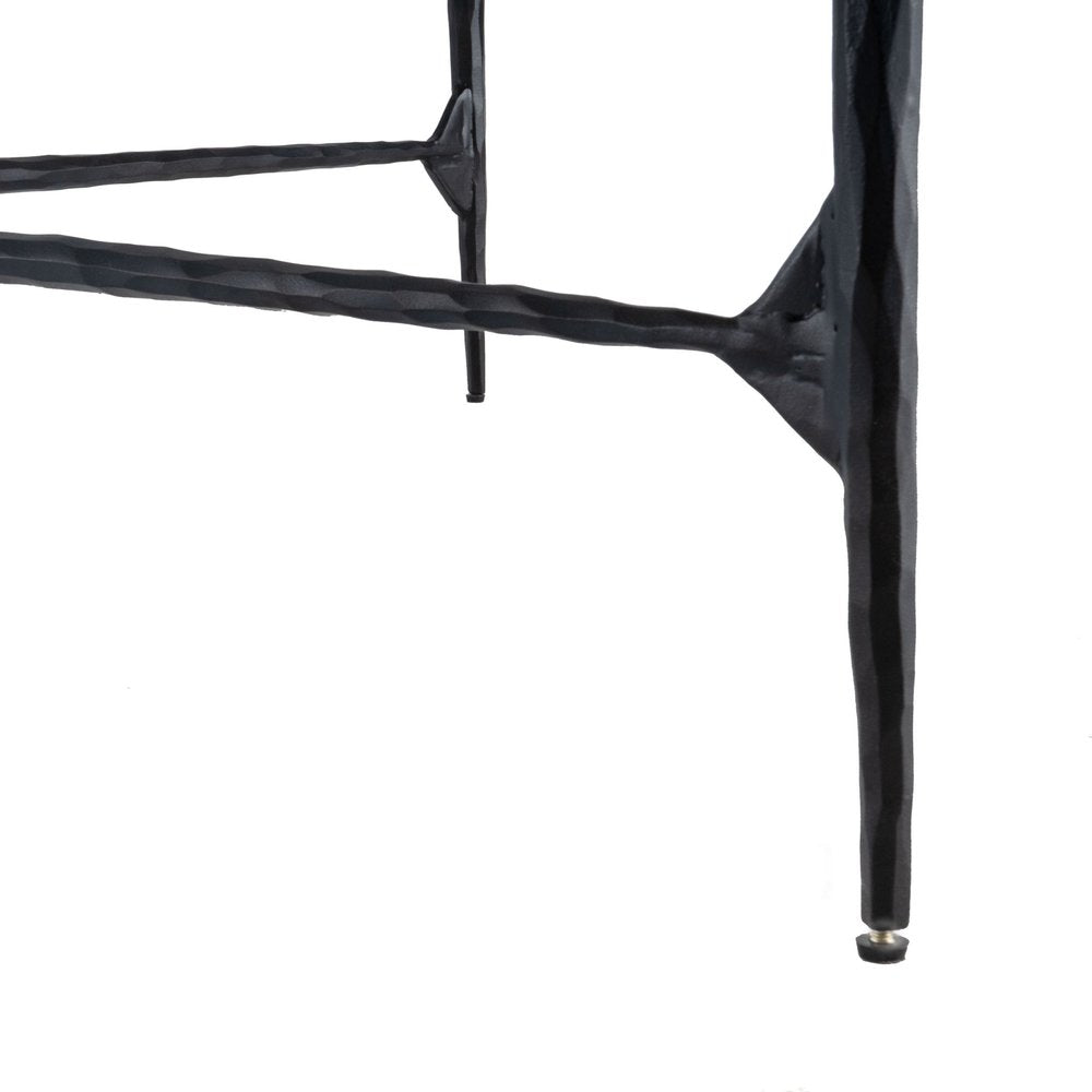 42" Black and White Genuine Marble And Iron Square Coffee Table