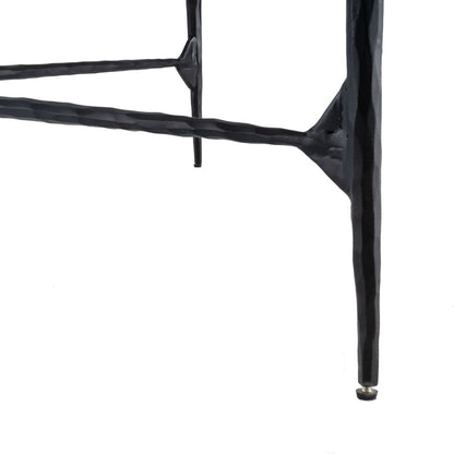 42" Black and White Genuine Marble And Iron Square Coffee Table