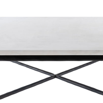 42" Black and White Genuine Marble And Iron Square Coffee Table