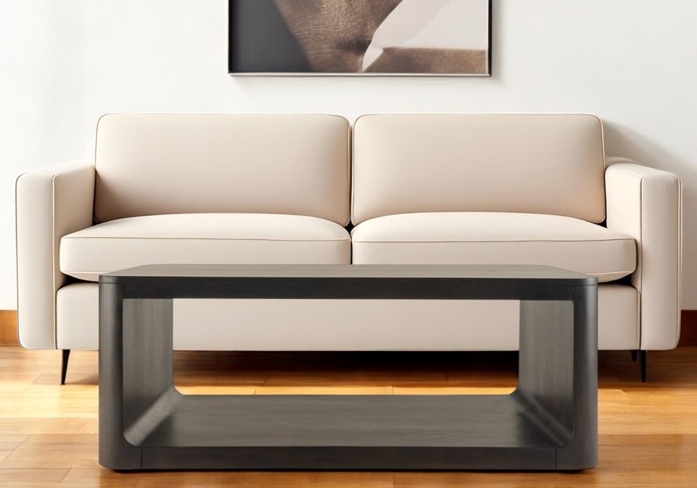 48" Walnut Solid Wood Floor Shelf Coffee Table With Shelf