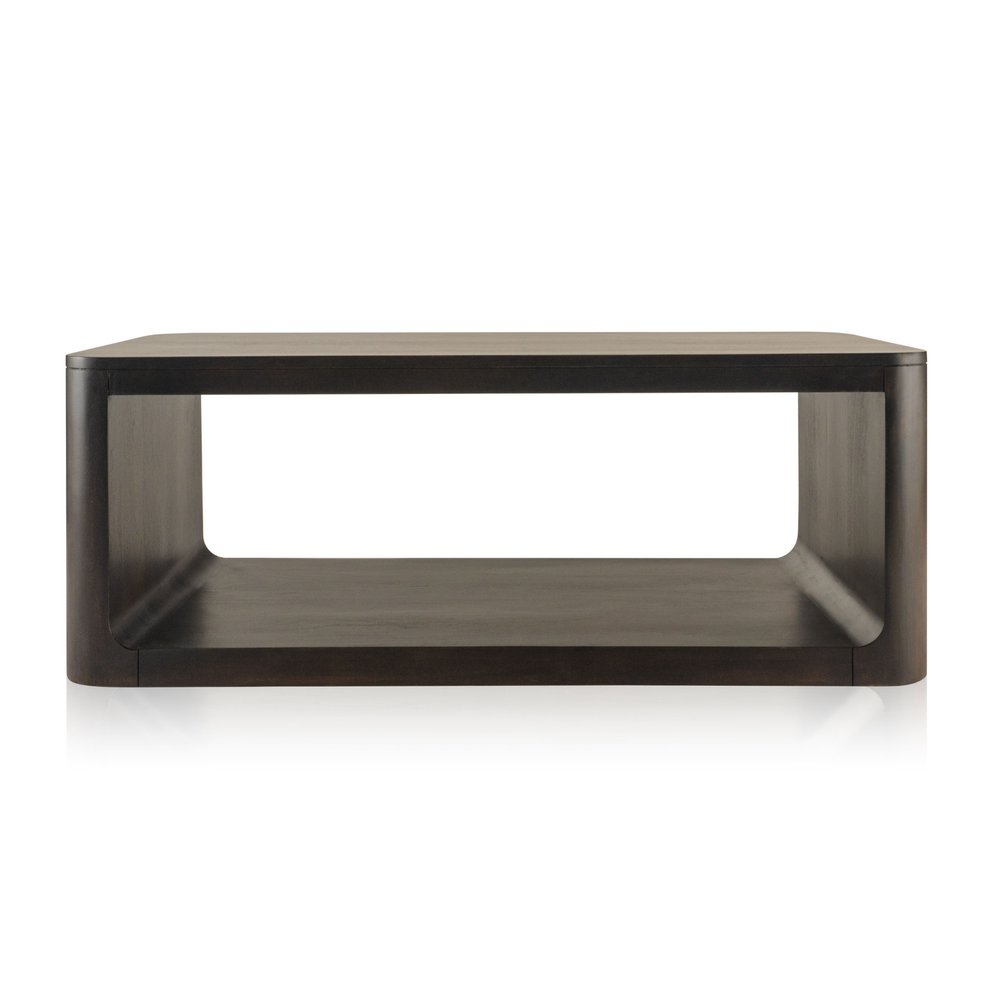 48" Walnut Solid Wood Floor Shelf Coffee Table With Shelf