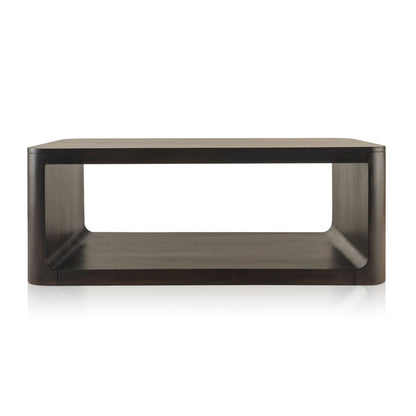 48" Walnut Solid Wood Floor Shelf Coffee Table With Shelf