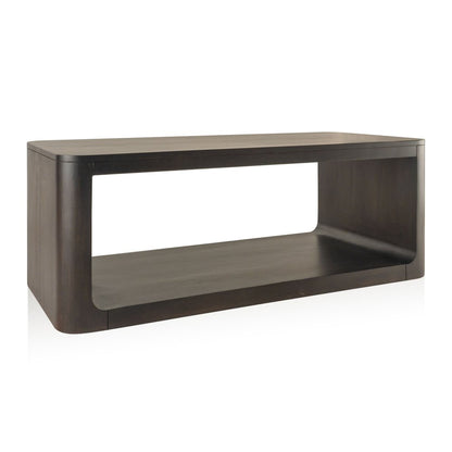 48" Walnut Solid Wood Floor Shelf Coffee Table With Shelf