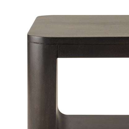 48" Walnut Solid Wood Floor Shelf Coffee Table With Shelf