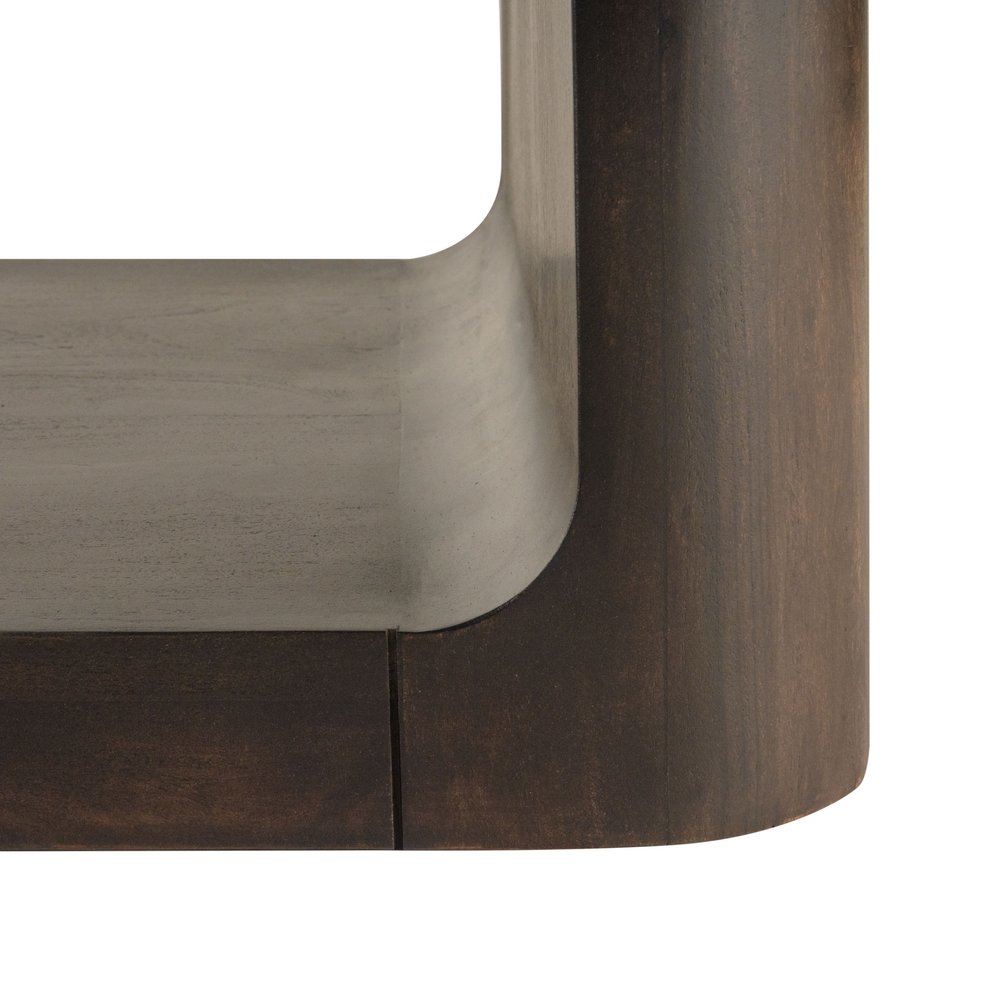 48" Walnut Solid Wood Floor Shelf Coffee Table With Shelf