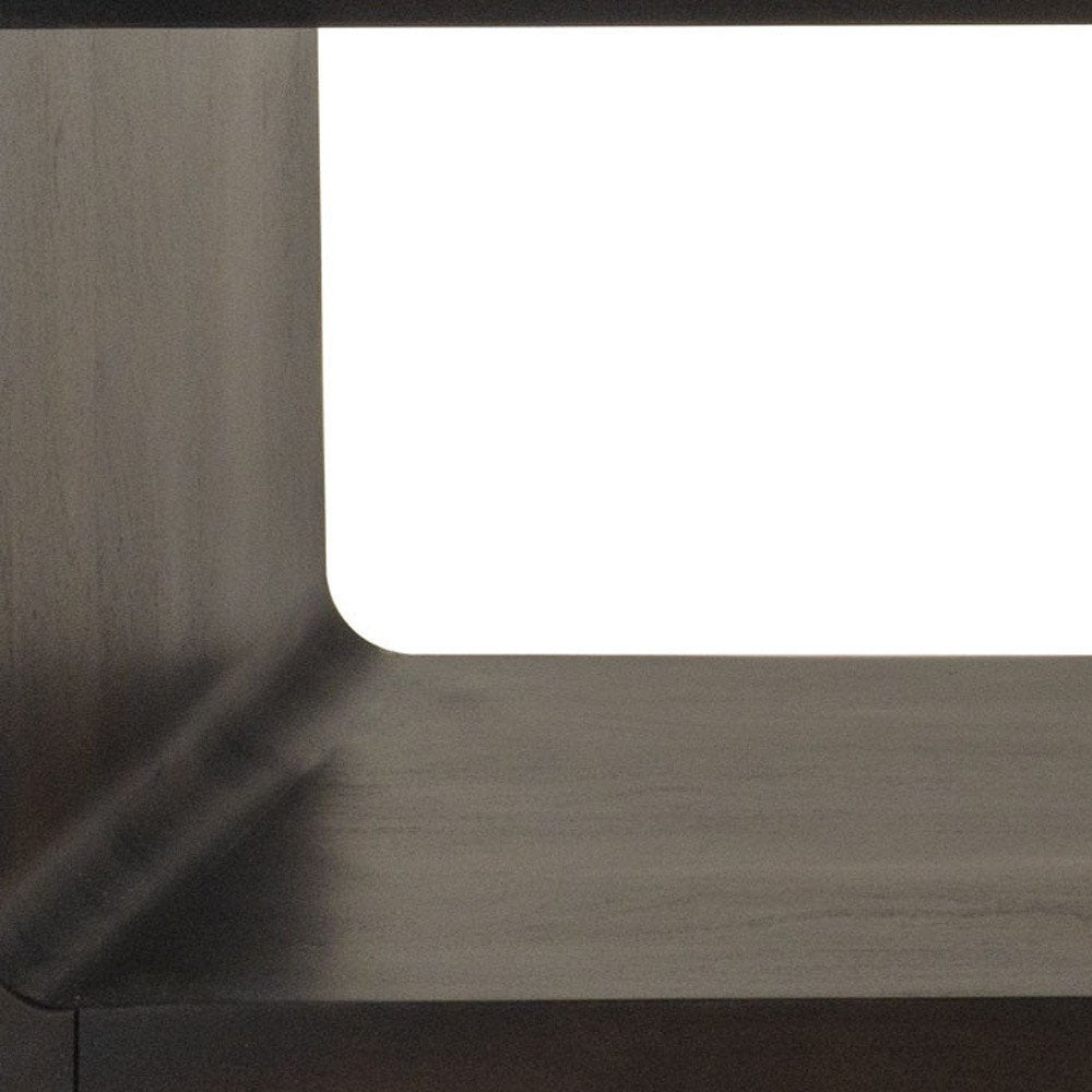 48" Walnut Solid Wood Floor Shelf Coffee Table With Shelf