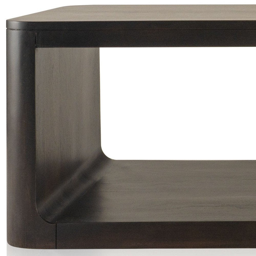 48" Walnut Solid Wood Floor Shelf Coffee Table With Shelf