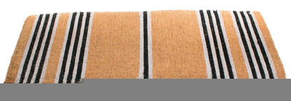 18" X 30" Brown and Black Coir Striped Outdoor Door Mat