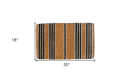 18" X 30" Brown and Black Coir Striped Outdoor Door Mat