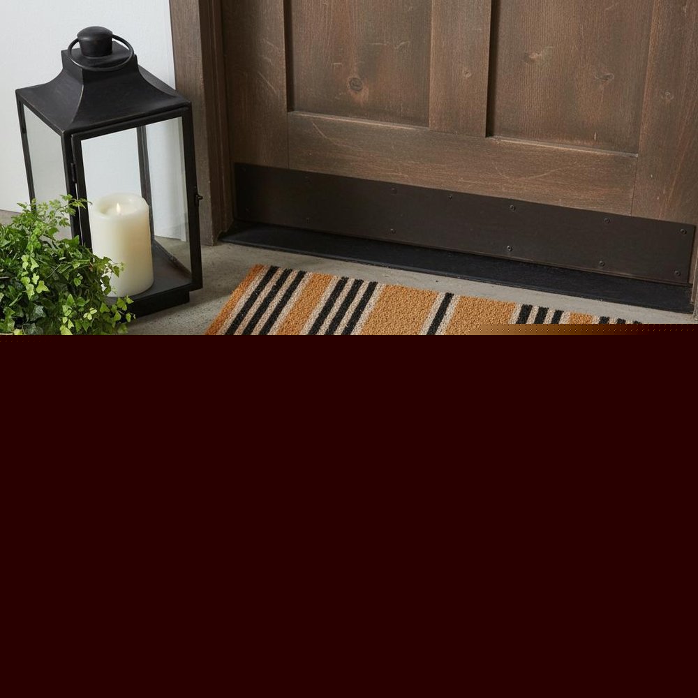 18" X 30" Brown and Black Coir Striped Outdoor Door Mat