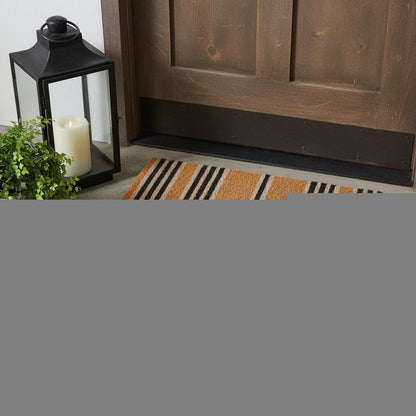 18" X 30" Brown and Black Coir Striped Outdoor Door Mat