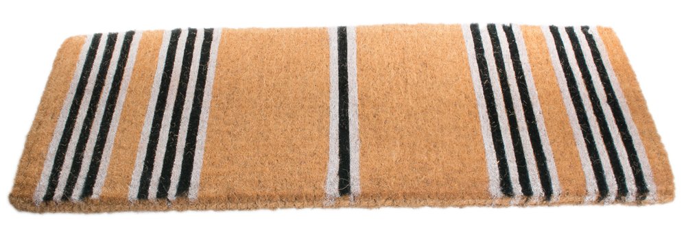 18" X 48" Brown and Black Coir Striped Outdoor Door Mat