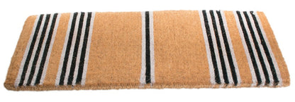 18" X 48" Brown and Black Coir Striped Outdoor Door Mat