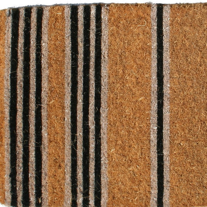 18" X 48" Brown and Black Coir Striped Outdoor Door Mat
