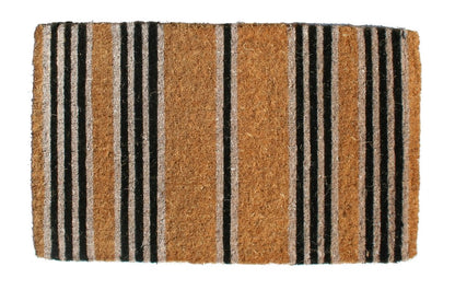 18" X 48" Brown and Black Coir Striped Outdoor Door Mat