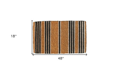 18" X 48" Brown and Black Coir Striped Outdoor Door Mat