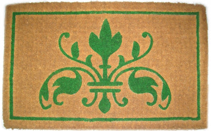 18" X 30" Brown and Green Coir Abstract Outdoor Door Mat