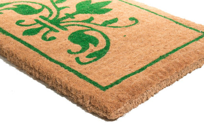 18" X 30" Brown and Green Coir Abstract Outdoor Door Mat