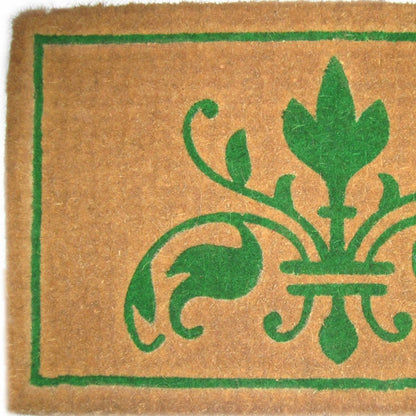 18" X 30" Brown and Green Coir Abstract Outdoor Door Mat