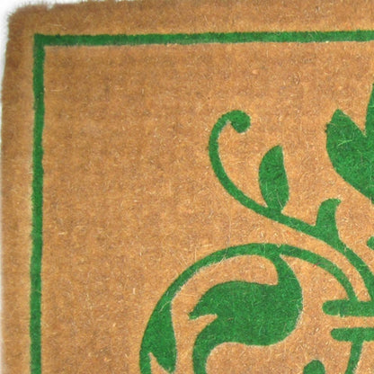 18" X 30" Brown and Green Coir Abstract Outdoor Door Mat