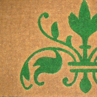 18" X 30" Brown and Green Coir Abstract Outdoor Door Mat