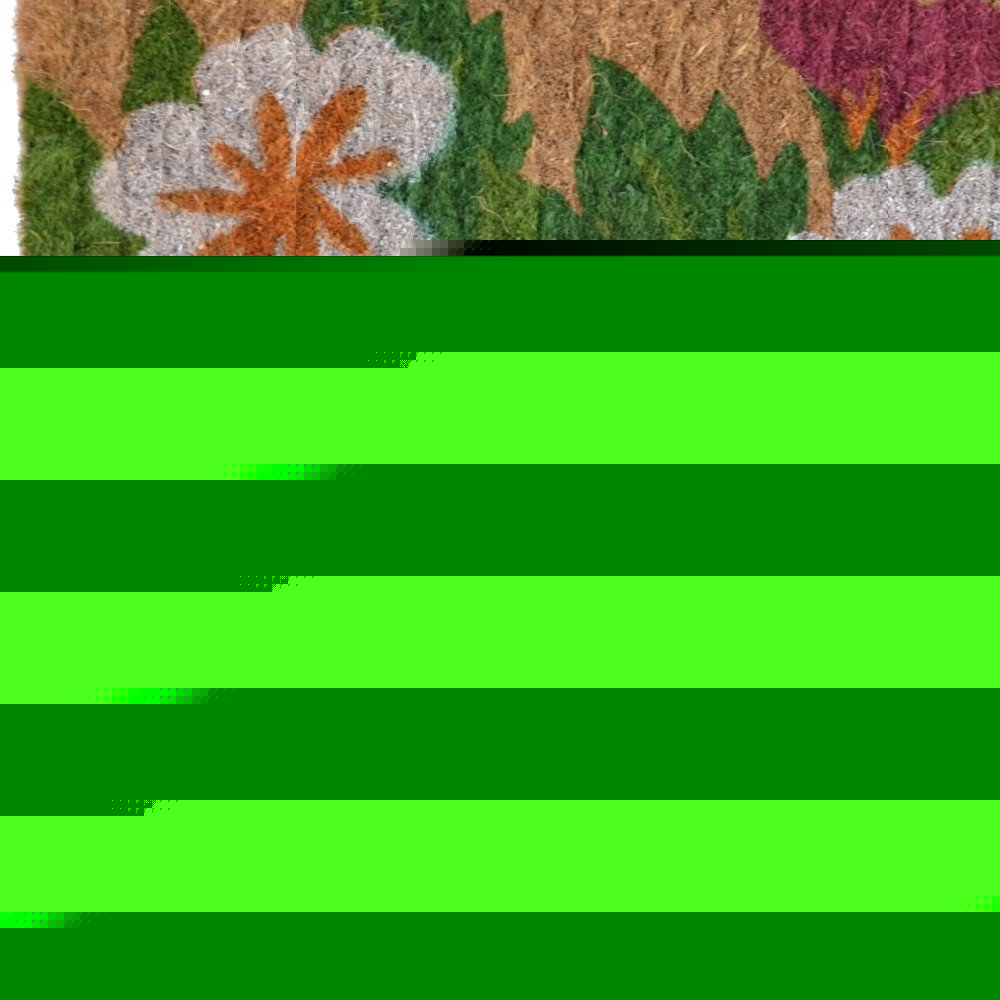 18" X 30" Brown and White Coir Floral Outdoor Door Mat