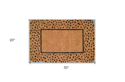 20" X 30" Brown and Black Coir Animal Print Outdoor Door Mat