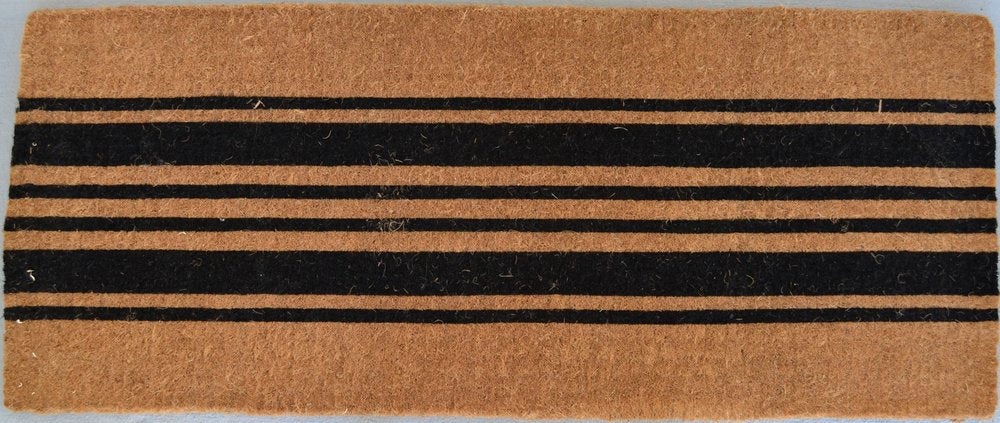 24" X 60" Brown and Black Coir Striped Outdoor Door Mat