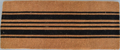 24" X 60" Brown and Black Coir Striped Outdoor Door Mat
