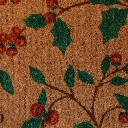 18" X 30" Brown and Green Coir Holiday Outdoor Christmas Door Mat