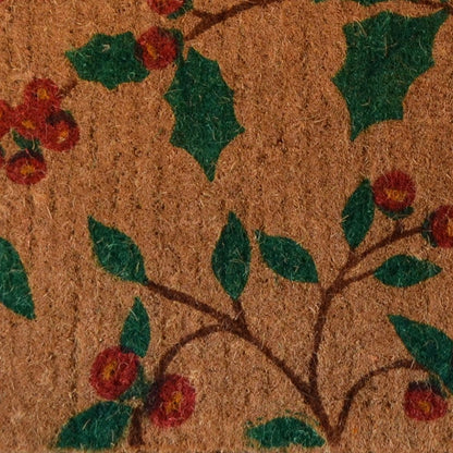 18" X 30" Brown and Green Coir Holiday Outdoor Christmas Door Mat