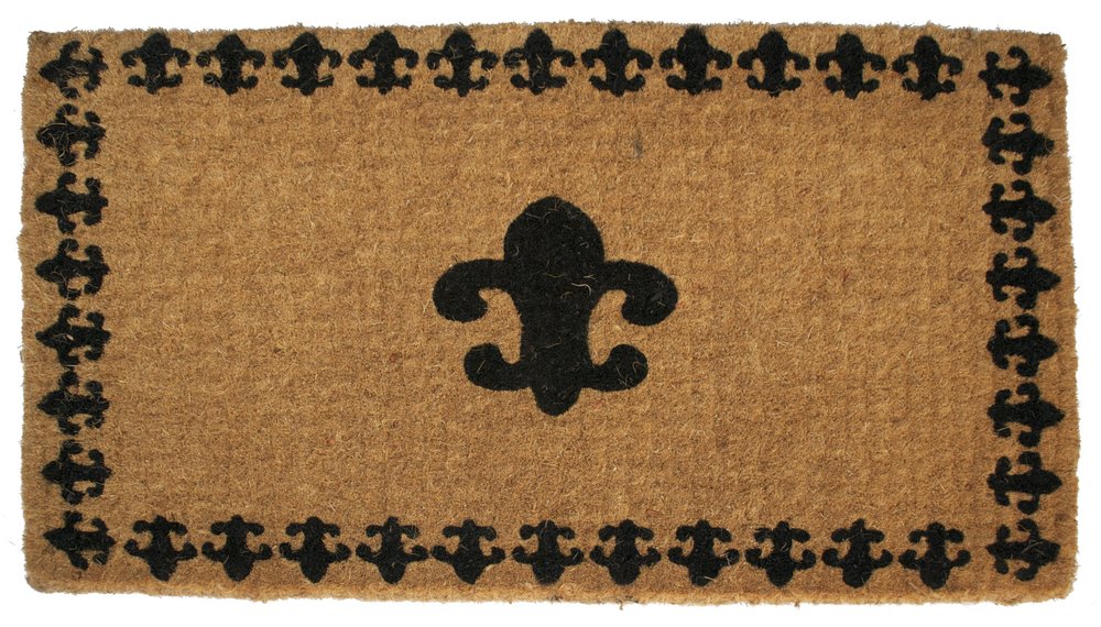 18" X 30" Brown and Black Coir Abstract Outdoor Door Mat