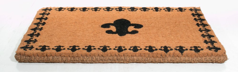 18" X 30" Brown and Black Coir Abstract Outdoor Door Mat
