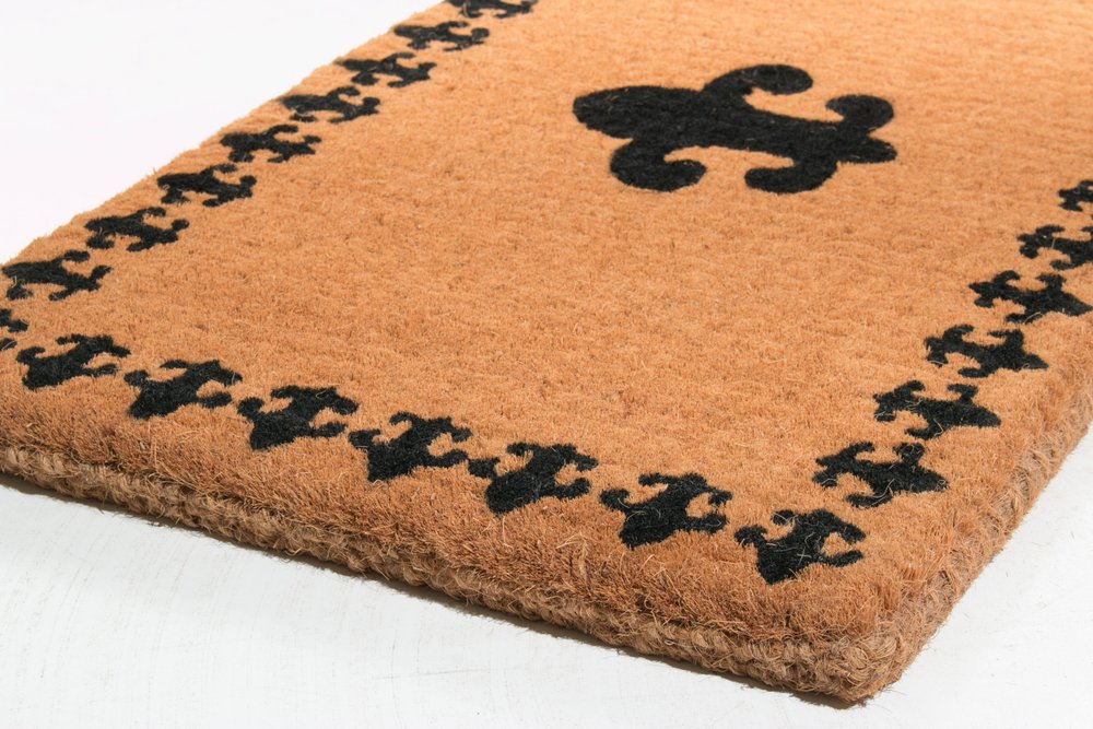 18" X 30" Brown and Black Coir Abstract Outdoor Door Mat