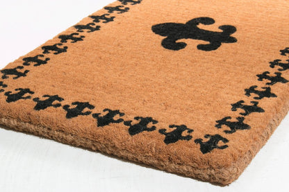 18" X 30" Brown and Black Coir Abstract Outdoor Door Mat
